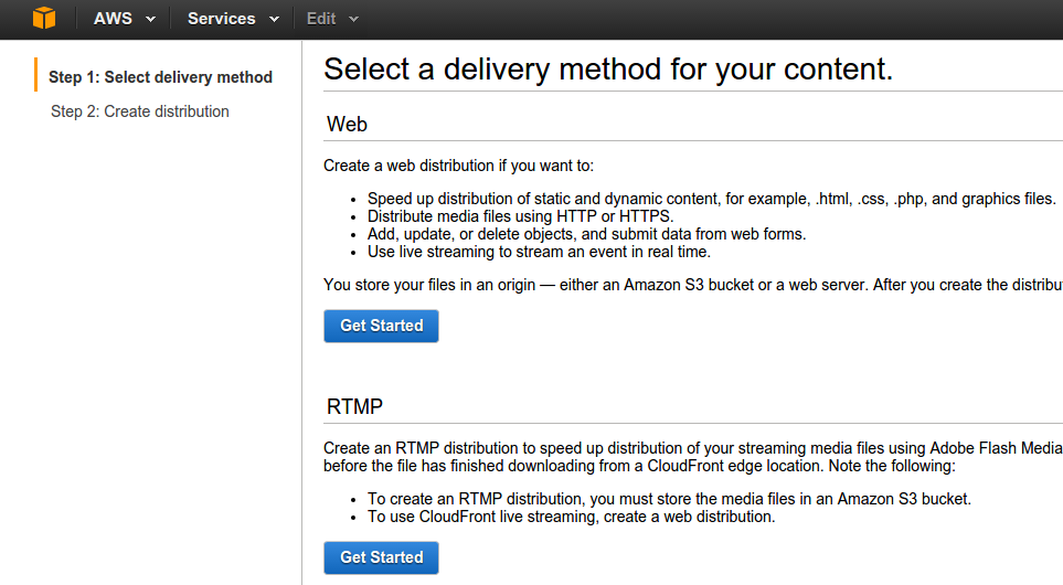 Amazon Cloudfront - Delivery Method